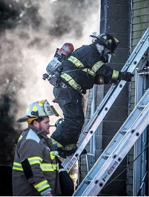 firefighters on ladder