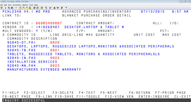 Blanket Purchase Order Detail